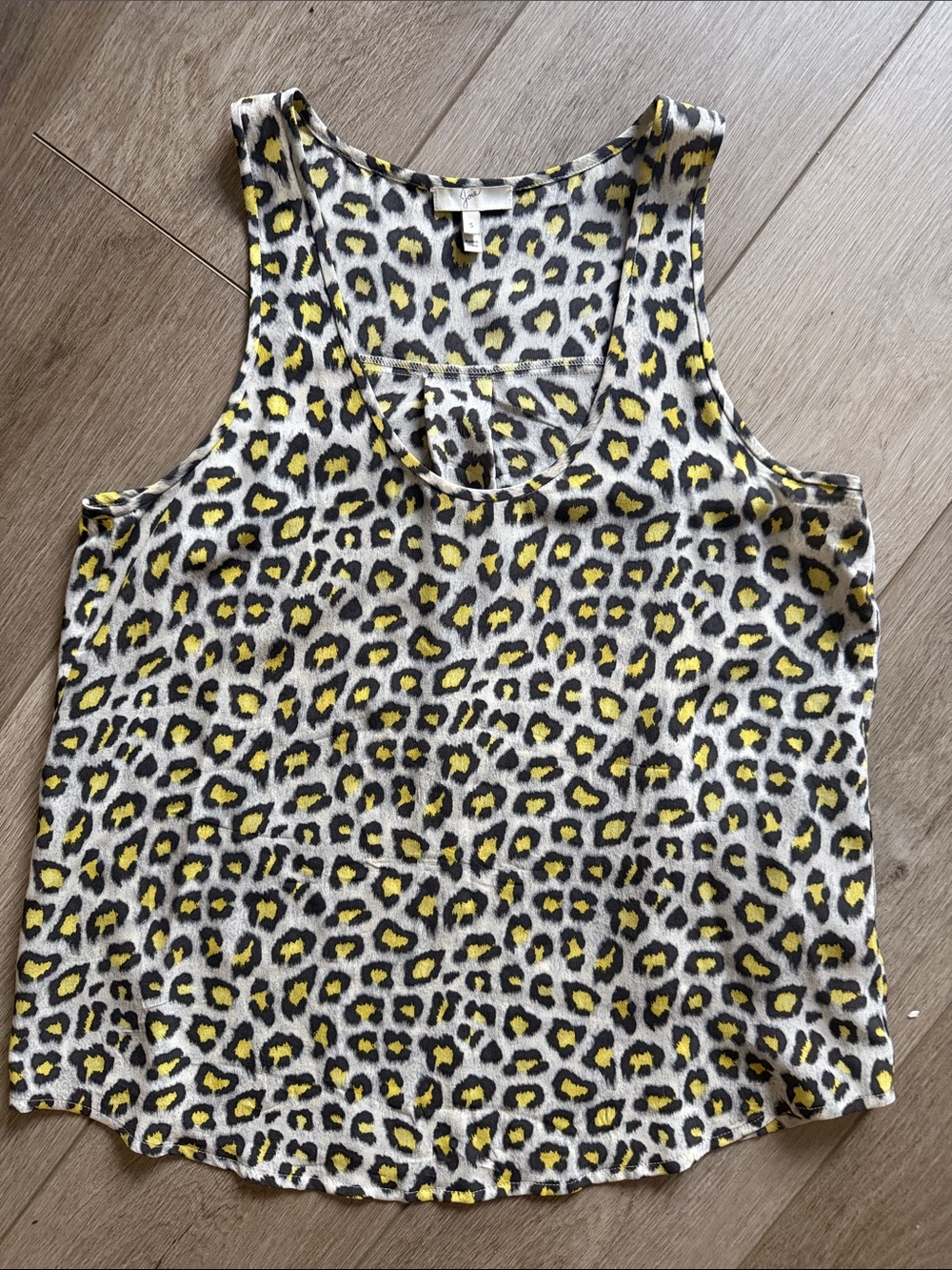 Joie Leopard Print Tank Top in Yellow and Black